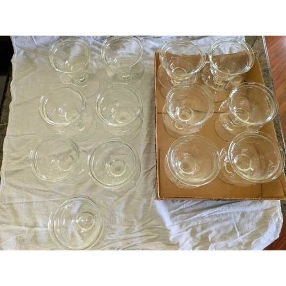 Vintage Glass Brandy Snifter & Dessert Server Set Of 13 With Etched "G" Monogram - Picture 3 of 3